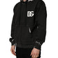 Dolce & Gabbana Black Cotton Logo Hooded Full Zip Sweater