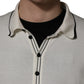 Dolce & Gabbana White Cotton Blend Men Polo Pullover Sweater