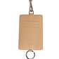 Dolce & Gabbana Beige Leather Logo Embossed Lanyard Card Holder Wallet