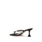 Amina Muaddi Black Silk Stiletto Heel Sandals