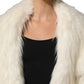 Dolce & Gabbana White Faux Fur Long Sleeves Coat Jacket