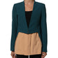CO|TE Dark Green Beige Polyester Overcoat Women Blazer Jacket