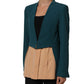 CO|TE Dark Green Beige Polyester Overcoat Women Blazer Jacket