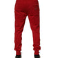 Dolce & Gabbana Red DG Logo Cotton Jogger Men Sweatpants Pants