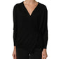 Dolce & Gabbana Black Silk Long Sleeves Draped Blouse Top