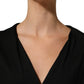 Dolce & Gabbana Black Silk Long Sleeves Draped Blouse Top