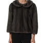 Dolce & Gabbana Dark Gray Mink Fur Round Collar Blouse Top