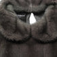 Dolce & Gabbana Dark Gray Mink Fur Round Collar Blouse Top