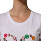Dolce & Gabbana White DG Logo Embellished Round Neck T-shirt
