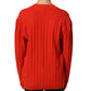 Celine Red Wool Knit ButtonEmbellished Cardigan Sweater