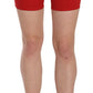 PINKO Red Mid Waist Cotton Stretch Slim Mini Shorts