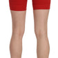 PINKO Red Mid Waist Cotton Stretch Slim Mini Shorts