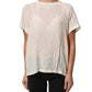 PINKO Off White Silk Sheer Round Neck Short Sleeves Blouse Top
