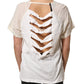 PINKO Off White Silk Sheer Round Neck Short Sleeves Blouse Top