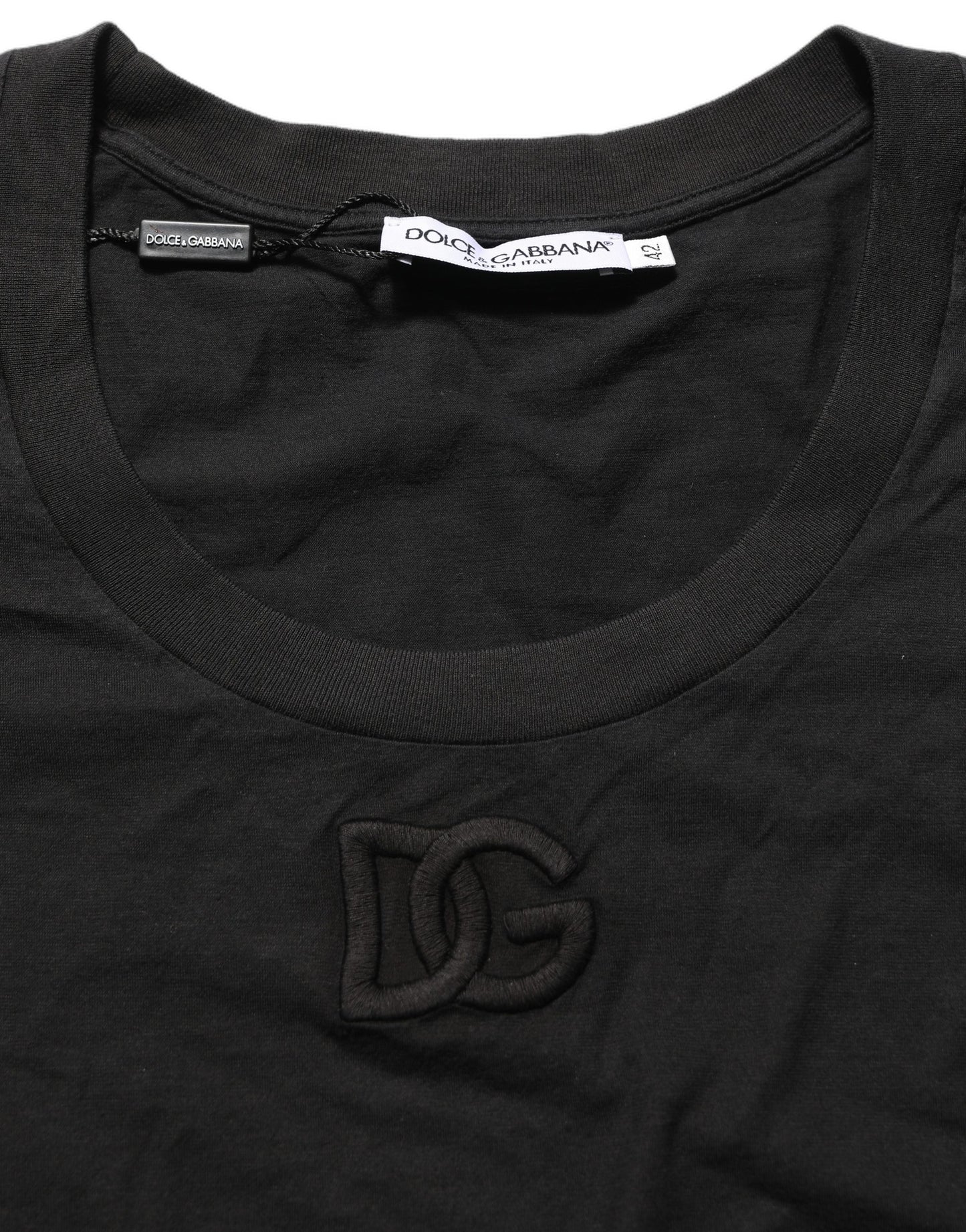 Dolce & Gabbana Black DG Logo Cotton Round Neck Tee T-shirt