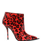 Dolce & Gabbana Red Leopard Cardinale Ankle Boots Shoes