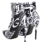 Dolce & Gabbana White Graffiti Stretch Ankle Boots Shoes