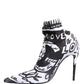 Dolce & Gabbana White Graffiti Stretch Ankle Boots Shoes