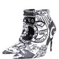 Dolce & Gabbana White Graffiti Stretch Ankle Boots Shoes