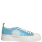 Dolce & Gabbana Blue White Sequin Logo Low Top Sneakers Shoes