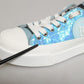 Dolce & Gabbana Blue White Sequin Logo Low Top Sneakers Shoes