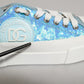 Dolce & Gabbana Blue White Sequin Logo Low Top Sneakers Shoes