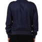 Dolce & Gabbana Blue Linen Full Zip Men Bomber Jacket