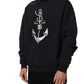 Dolce & Gabbana Black Anchor Print Hooded Sweatshirt Sweater