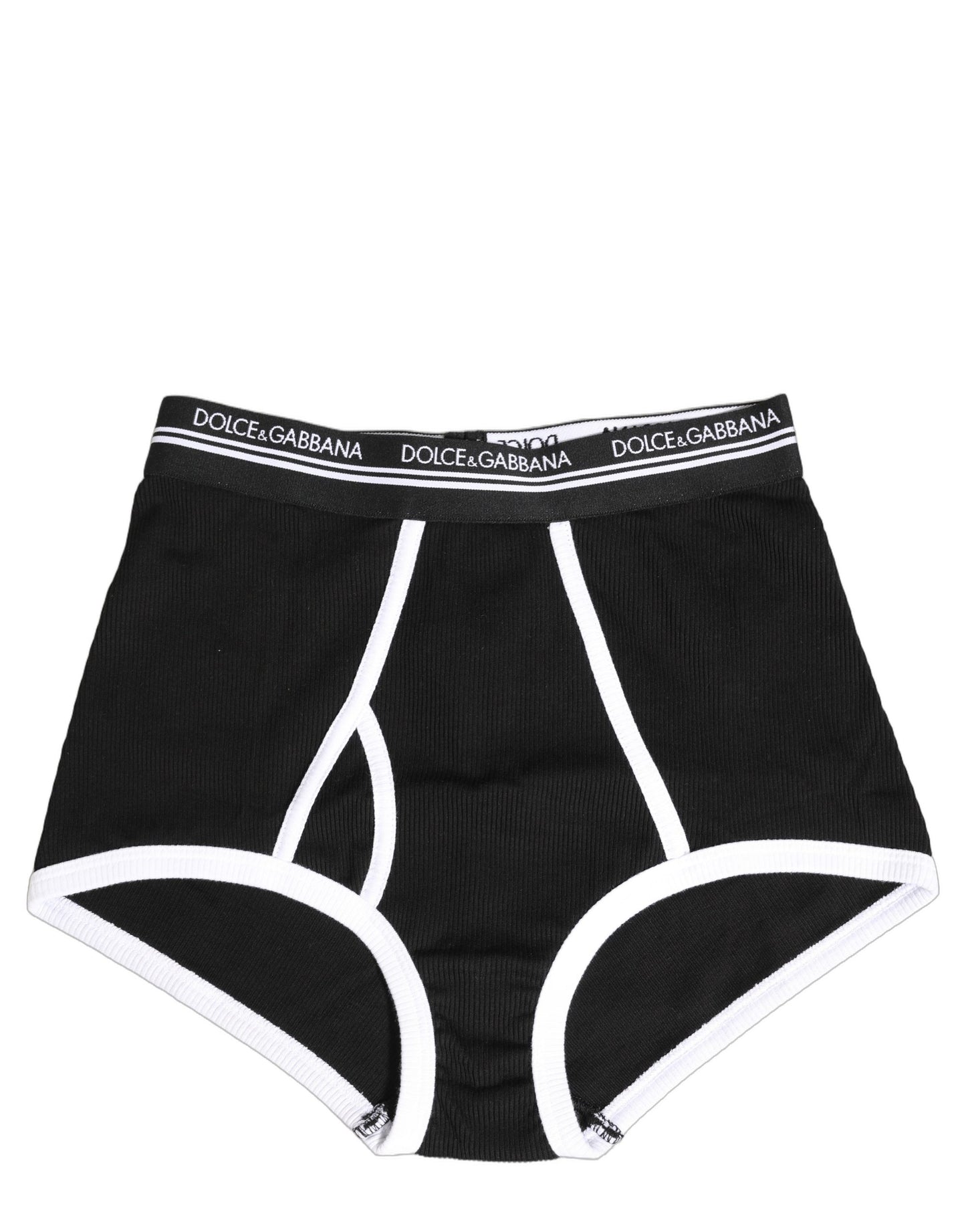 Dolce & Gabbana Black White Logo Waistband Coulotte Panty Underwear