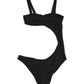Dolce & Gabbana Black Embellished Cutout Bandeau One Piece Swimwear