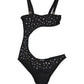 Dolce & Gabbana Black Embellished Cutout Bandeau One Piece Swimwear