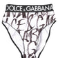 Dolce & Gabbana White Black Graphic Logo High Brief Underwear