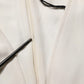 Atos Lombardini White Black Plunging Neck Sleeveless Bodysuit Dress