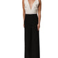 Atos Lombardini White Black Plunging Neck Sleeveless Bodysuit Dress