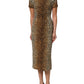 Dolce & Gabbana Brown Leopard Print Silk Sheath Midi Dress