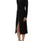 Dolce & Gabbana Black Long Sleeves Front Zipper Midi Dress