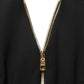 Dolce & Gabbana Black Long Sleeves Front Zipper Midi Dress
