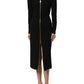 Dolce & Gabbana Black Long Sleeves Front Zipper Midi Dress