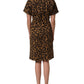 Dolce & Gabbana Brown LeopardPrint Flared A-line Mini Dress
