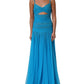 Dolce & Gabbana Blue Nylon Pleated Chiffon CutOut Gown Dress