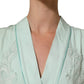 Dolce & Gabbana Mint Green Silk Lace Trim Abaya Maxi Dress