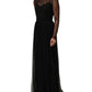 Dolce & Gabbana Black Mesh Lace Long Sleeved Maxi Gown Dress