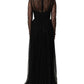 Dolce & Gabbana Black Mesh Lace Long Sleeved Maxi Gown Dress