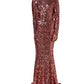 Dolce & Gabbana Pink Long Sequined Corset Detailing Gown Dress