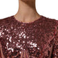 Dolce & Gabbana Pink Long Sequined Corset Detailing Gown Dress
