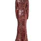 Dolce & Gabbana Pink Long Sequined Corset Detailing Gown Dress