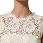 Dolce & Gabbana White Cotton Corded Lace Sleeveless Midi Dress