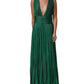 Dolce & Gabbana Metallic Green Sleeveless Plissé Gown Dress