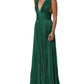 Dolce & Gabbana Metallic Green Sleeveless Plissé Gown Dress