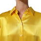 Dolce & Gabbana Yellow Silk Collared Button Down Maxi Dress